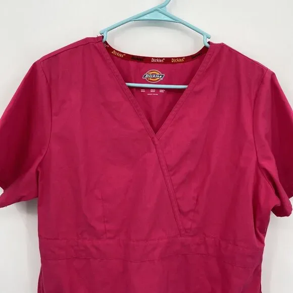 Dickies Womens Classic Fit Short Sleeve Empire Waist Mock Wrap Scrub Top Medium - Picture 4 of 9